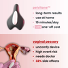 Advertisement for a vaginal pessary with text on long-term results, use at home, cost, and side effects.